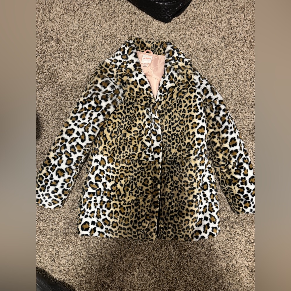 Girls faux fur cheetah jacket